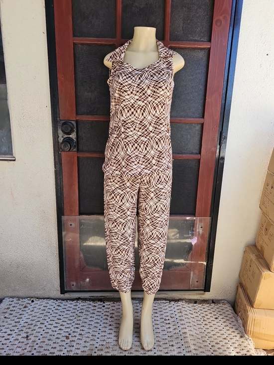 S.L. Fashions Other - S.L. Fashions Brown Printed Sleeveless Jumpsuit